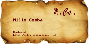 Milis Csaba névjegykártya